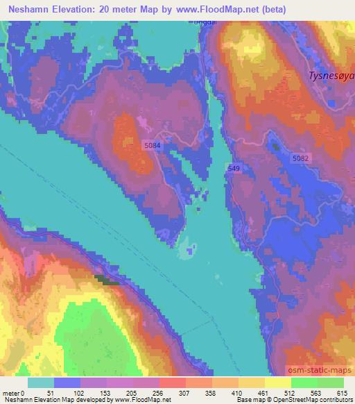 Neshamn,Norway Elevation Map