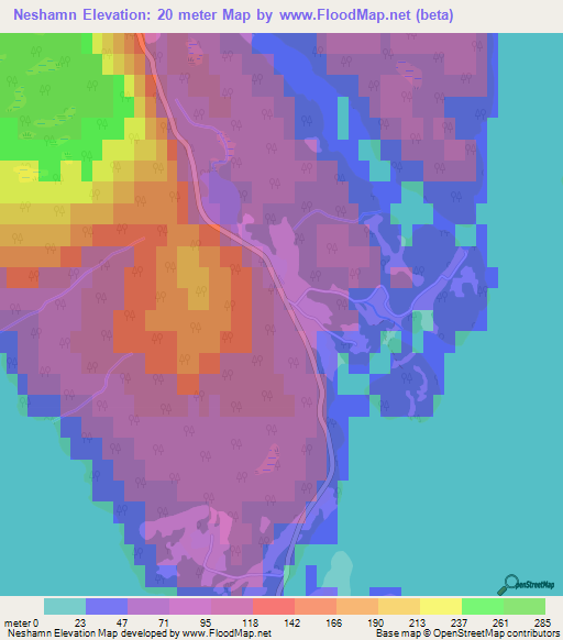 Neshamn,Norway Elevation Map