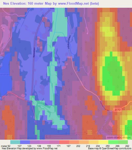 Nes,Norway Elevation Map