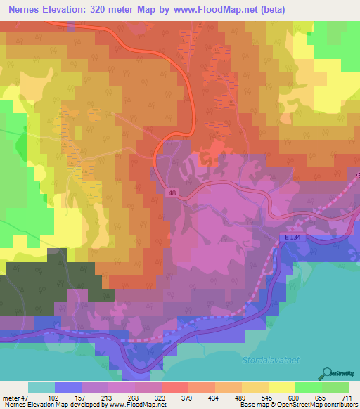 Nernes,Norway Elevation Map