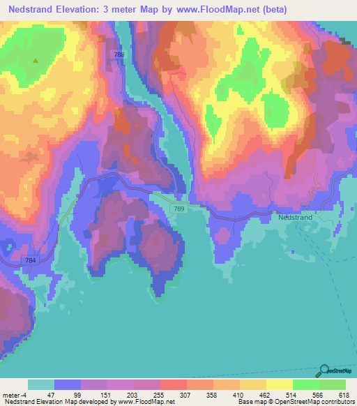 Nedstrand,Norway Elevation Map