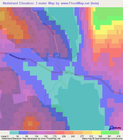 Nedstrand,Norway Elevation Map