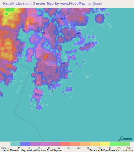 Nattvik,Norway Elevation Map