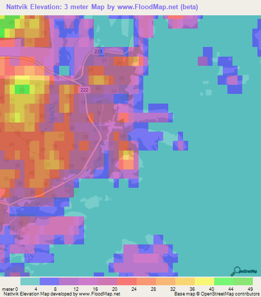 Nattvik,Norway Elevation Map