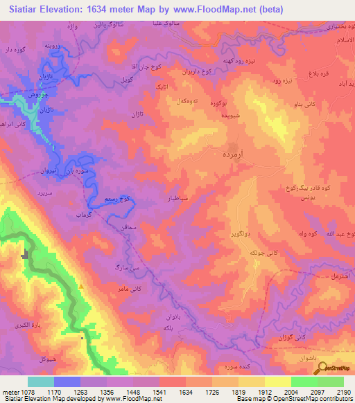Siatiar,Iran Elevation Map