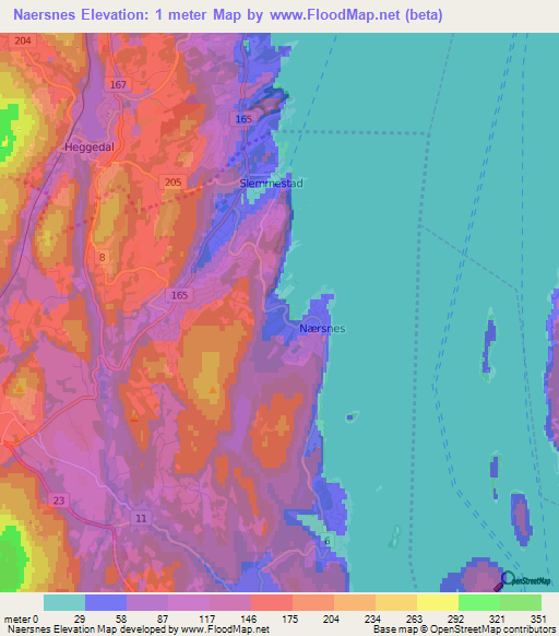 Naersnes,Norway Elevation Map