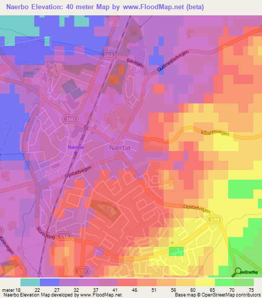 Naerbo,Norway Elevation Map