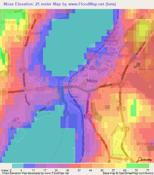 Moss,Norway Elevation Map
