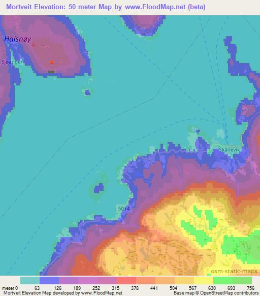 Mortveit,Norway Elevation Map