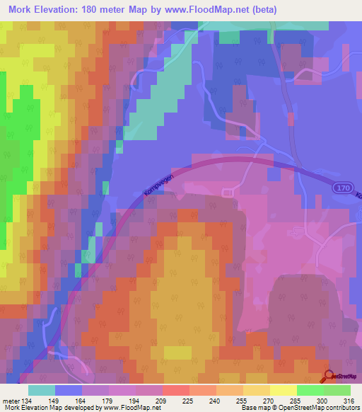 Mork,Norway Elevation Map