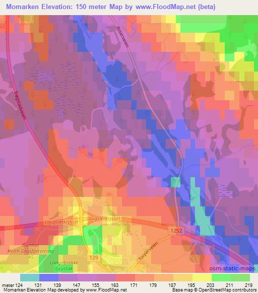 Momarken,Norway Elevation Map
