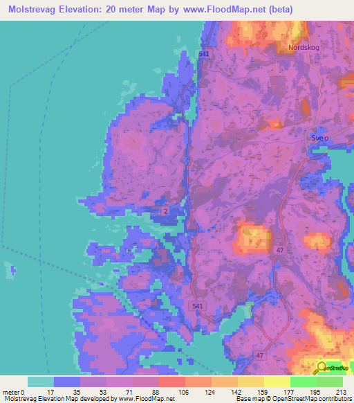 Molstrevag,Norway Elevation Map
