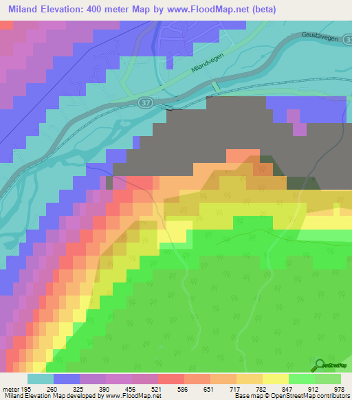 Miland,Norway Elevation Map