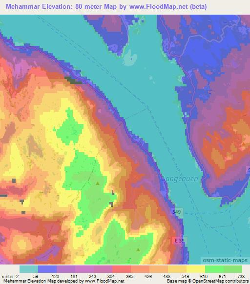Mehammar,Norway Elevation Map