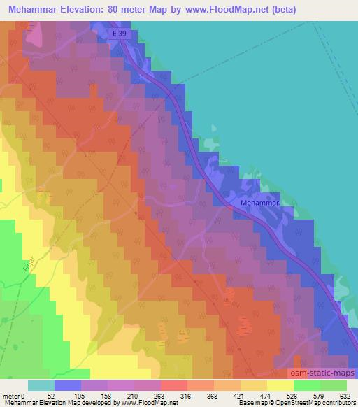 Mehammar,Norway Elevation Map