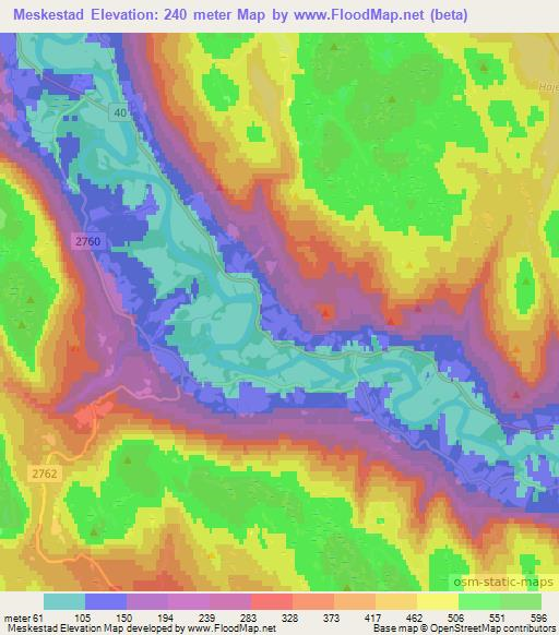 Meskestad,Norway Elevation Map