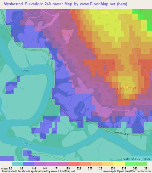 Meskestad,Norway Elevation Map