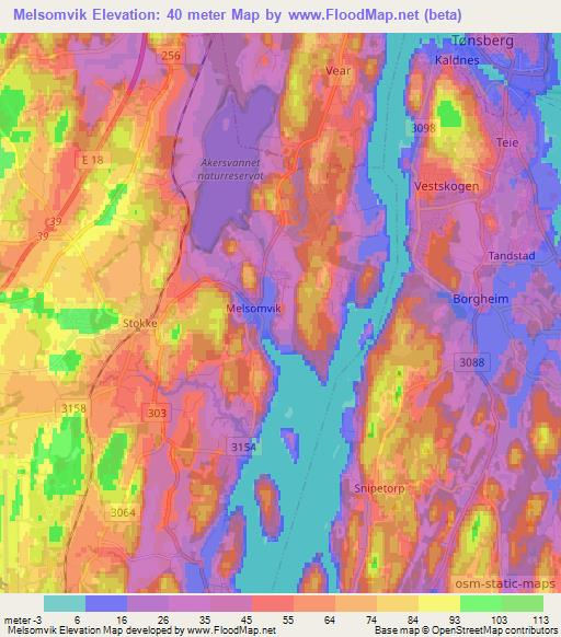 Melsomvik,Norway Elevation Map