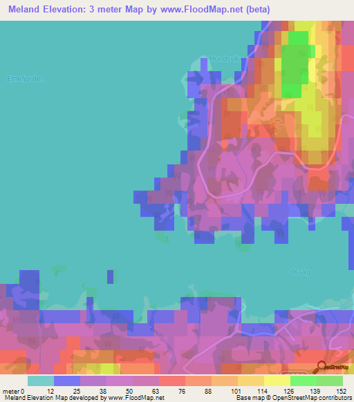 Meland,Norway Elevation Map
