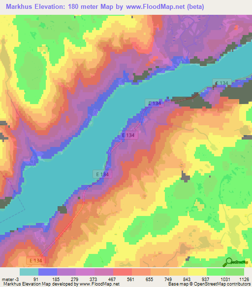 Markhus,Norway Elevation Map