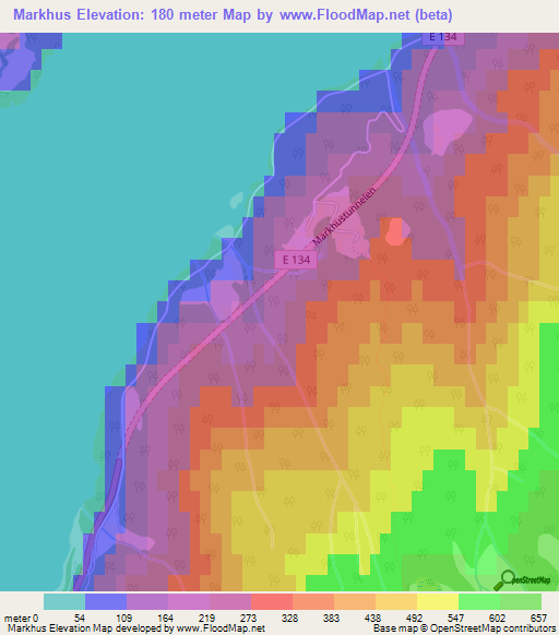 Markhus,Norway Elevation Map