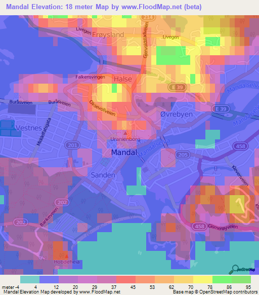 Mandal,Norway Elevation Map