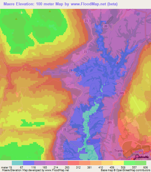 Maere,Norway Elevation Map