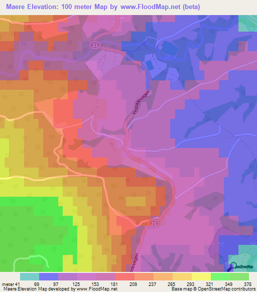Maere,Norway Elevation Map