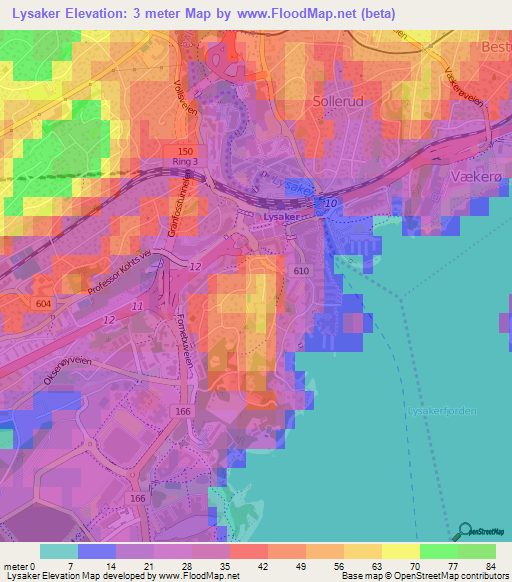 Lysaker,Norway Elevation Map
