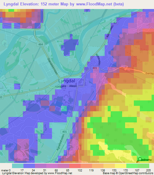 Lyngdal,Norway Elevation Map