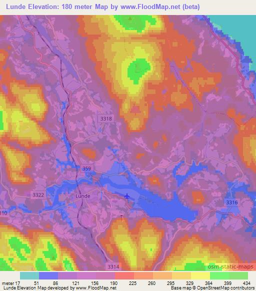 Lunde,Norway Elevation Map