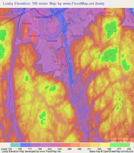 Losby,Norway Elevation Map