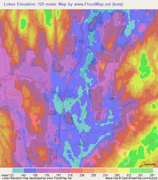Loken,Norway Elevation Map