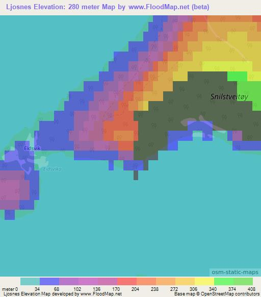 Ljosnes,Norway Elevation Map