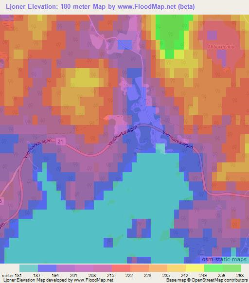 Ljoner,Norway Elevation Map