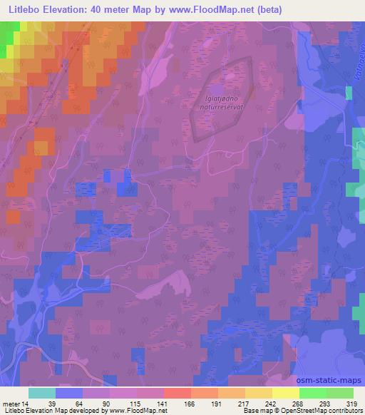Litlebo,Norway Elevation Map