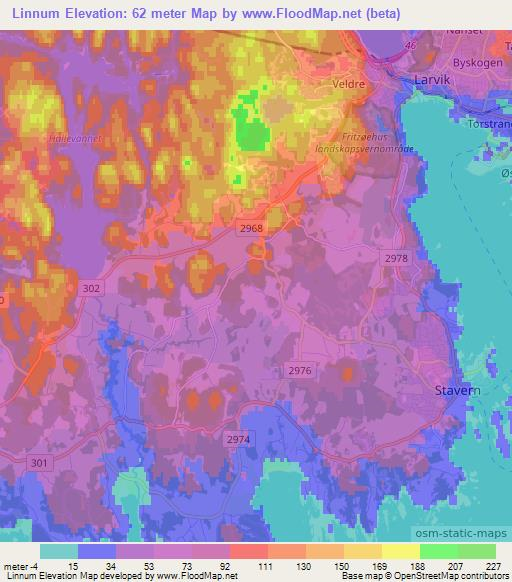 Linnum,Norway Elevation Map