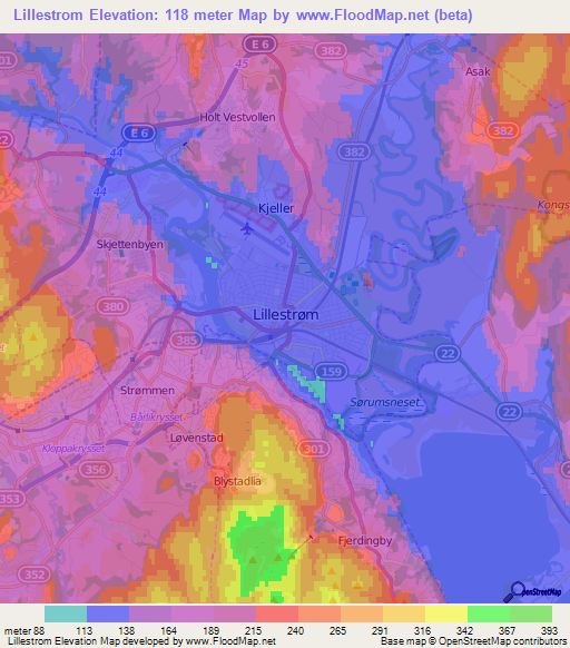 Lillestrom,Norway Elevation Map
