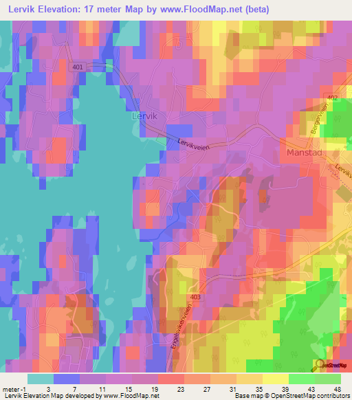Lervik,Norway Elevation Map