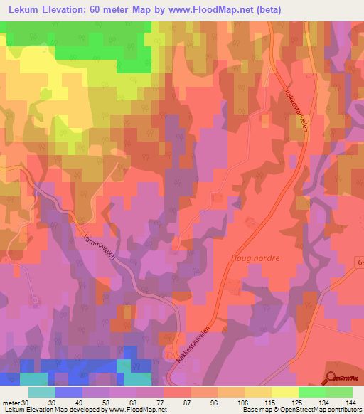 Lekum,Norway Elevation Map