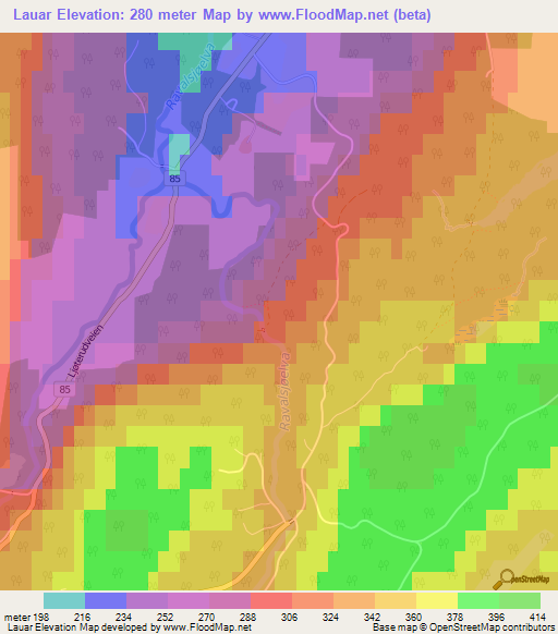 Lauar,Norway Elevation Map