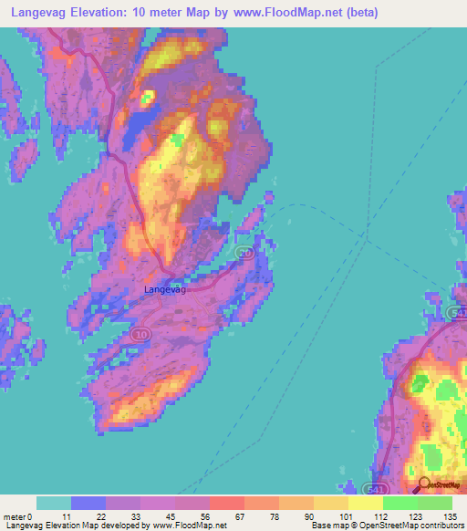 Langevag,Norway Elevation Map