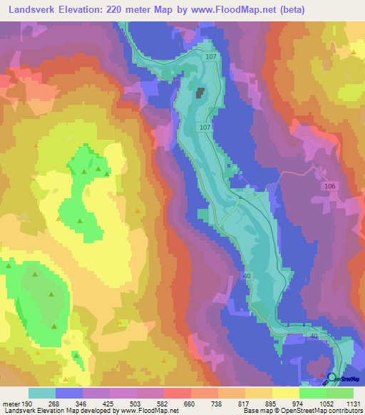 Landsverk,Norway Elevation Map