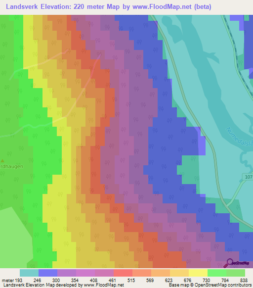 Landsverk,Norway Elevation Map