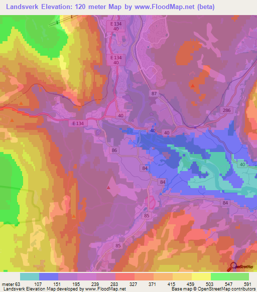 Landsverk,Norway Elevation Map
