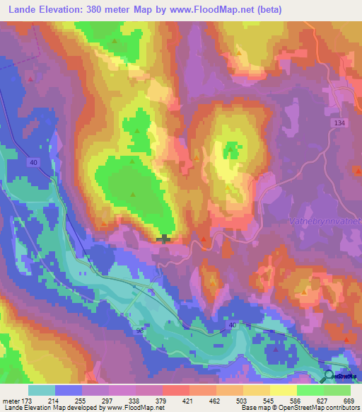 Lande,Norway Elevation Map