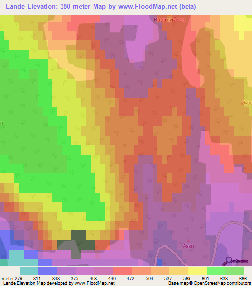 Lande,Norway Elevation Map