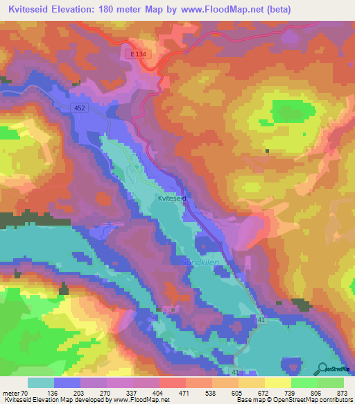 Kviteseid,Norway Elevation Map