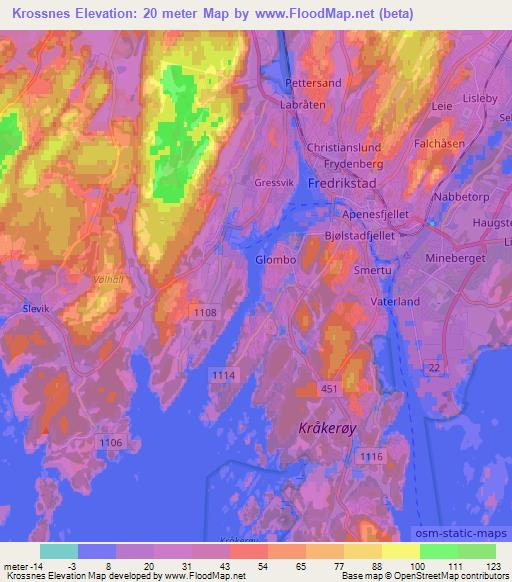 Krossnes,Norway Elevation Map