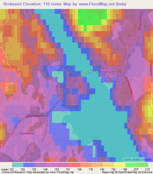 Kroksund,Norway Elevation Map